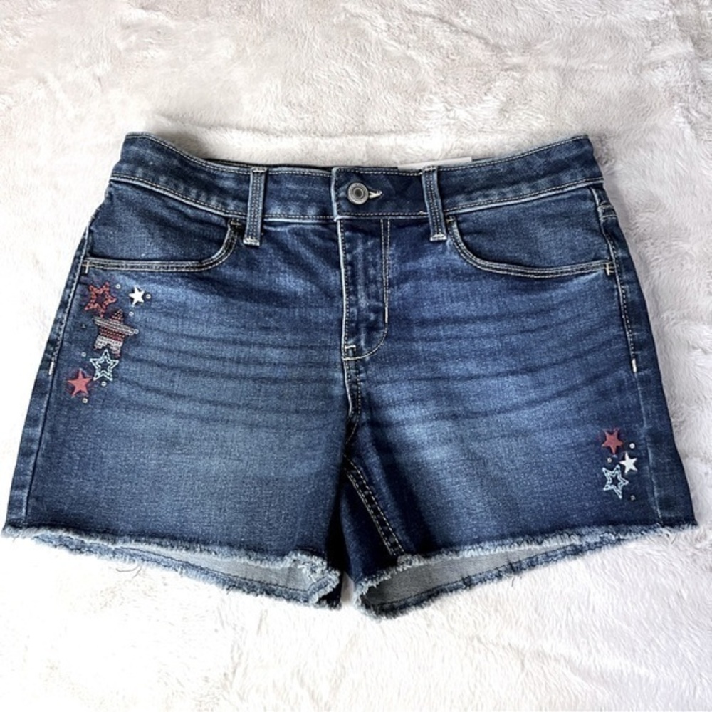 NWT SO girls size 14 mid rise shoe tie shorts with red white and blue detailing